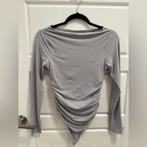 Abercrombie & Fitch Soft Matte Seamless Long-Sleeve Crew Ruched Bodysuit